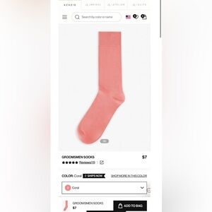 Azazie Men’s Groomsman Dress socks - Coral